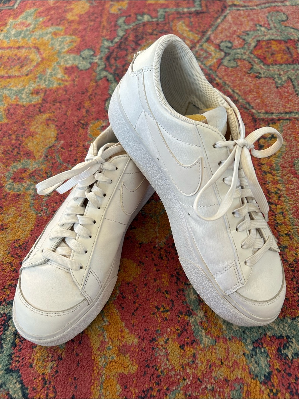 Nike | Women’s Triple White Leather Platform Blazer Low-Top Platform Shoes 10.5 - Picture 6 of 16